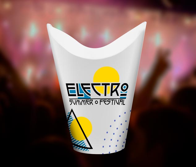 Mockup d'un ButterflyCup, le gobelet écologique, recyclable et personnalisable pour un festival.